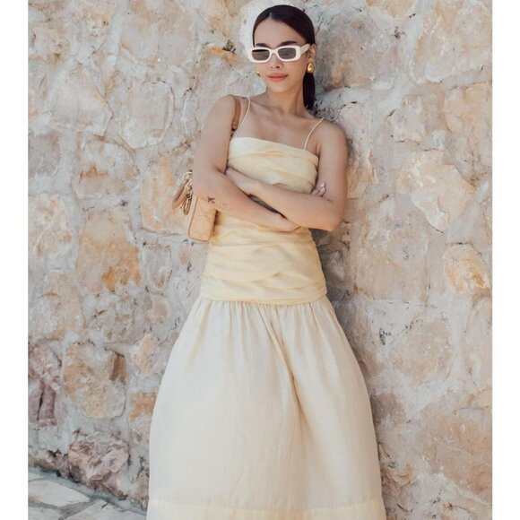 BLOGGER'S FAVE! Zara Draped Midi Dress Taupe Brown NWT - Picture 15 of 17